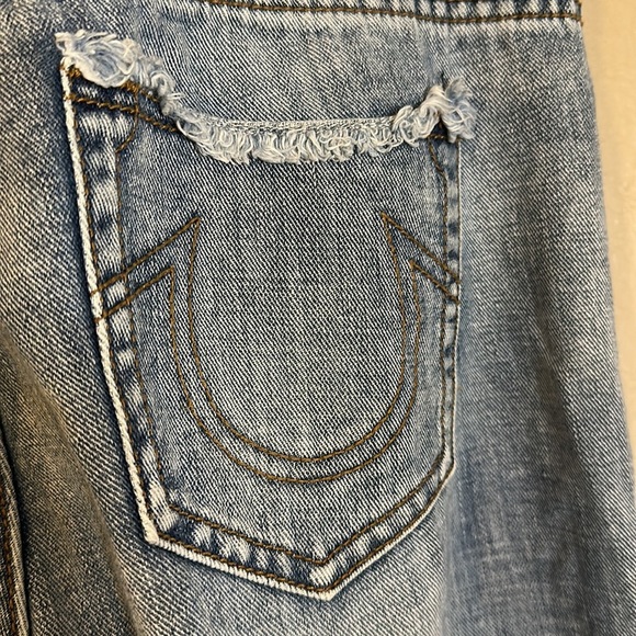True Religion Y2K Super Low Rise Stovepipe Deconstructed Crop Jeans Size 27 - Picture 7 of 13